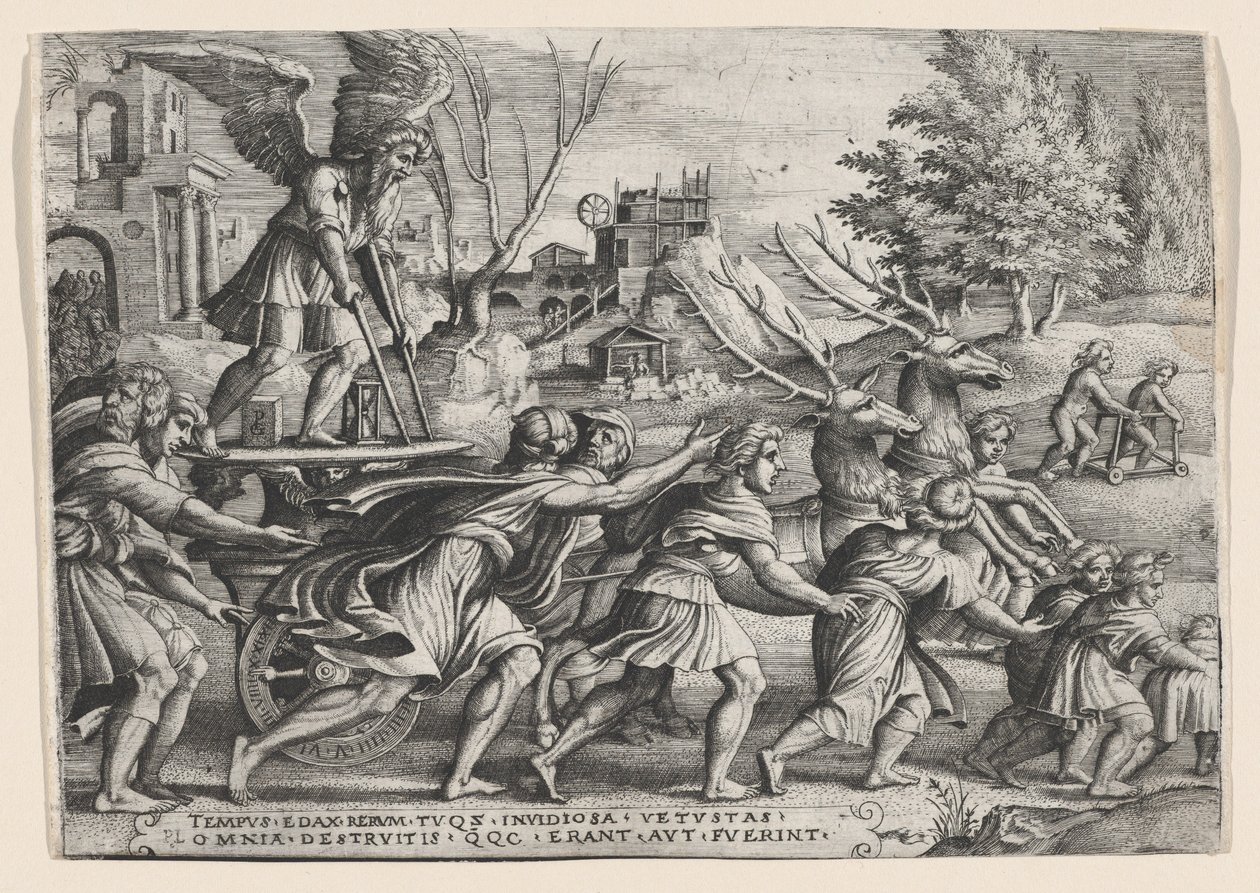 Triumf czasu na sławę, z Triumfów Petrarki. autorstwa Georg Pencz