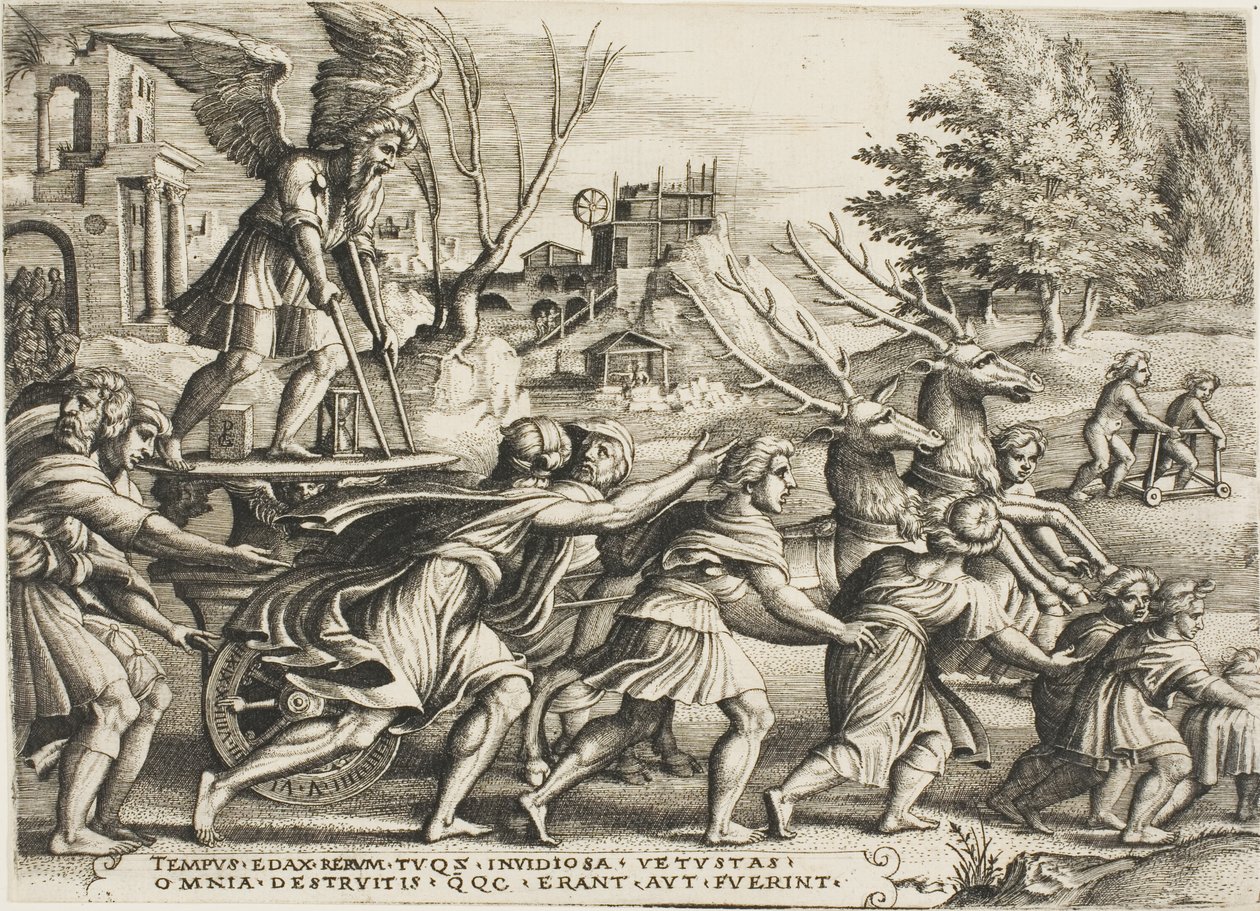 Triumf czasu, płyta czwarta z Triumfów Petrarki autorstwa Georg Pencz