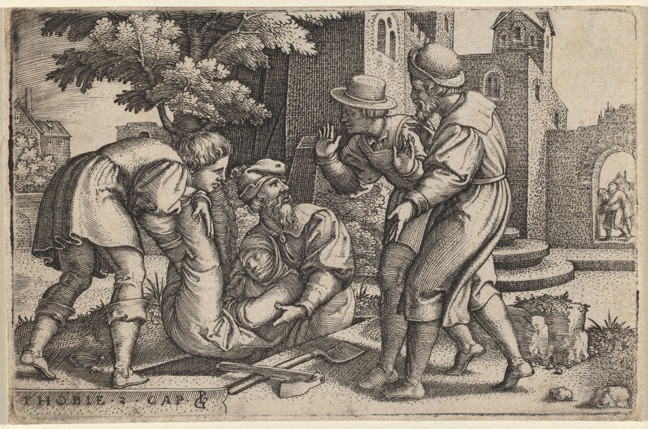Tobiasz grzebiący jedno z dzieci Izraela autorstwa Georg Pencz