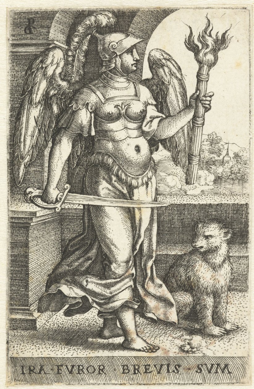 gniew (Ira) Ira fvor brevis svm (tytuł na obiekcie) Siedem grzechów głównych (tytuł serii) autorstwa Georg Pencz