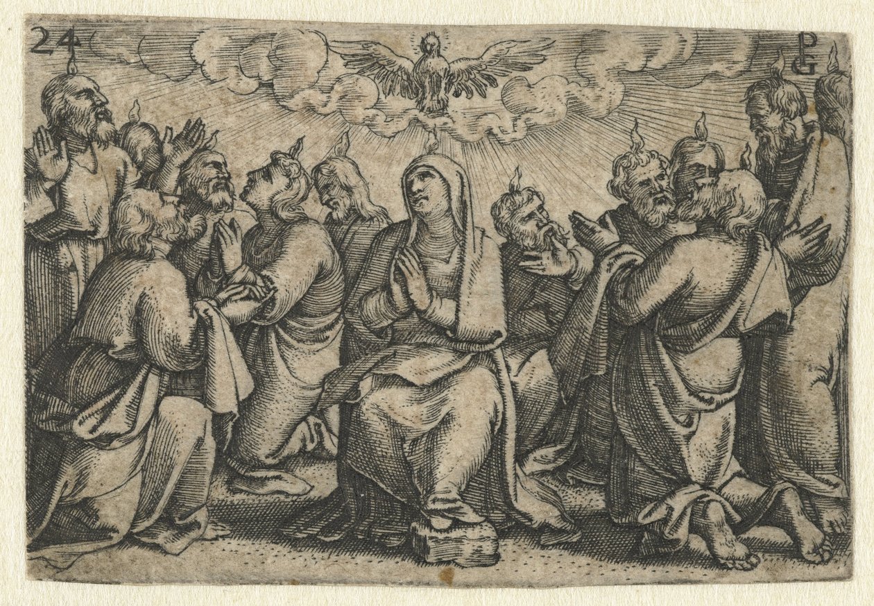 Wylanie Ducha Świętego Zielone Świątki Życie Chrystusa (tytuł serii) autorstwa Georg Pencz