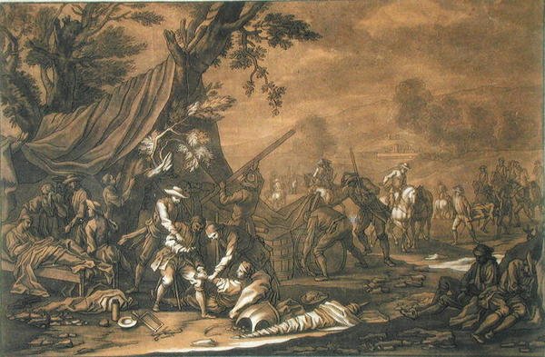 Transport rannych po bitwie autorstwa Georg Philipp I (after) Rugendas