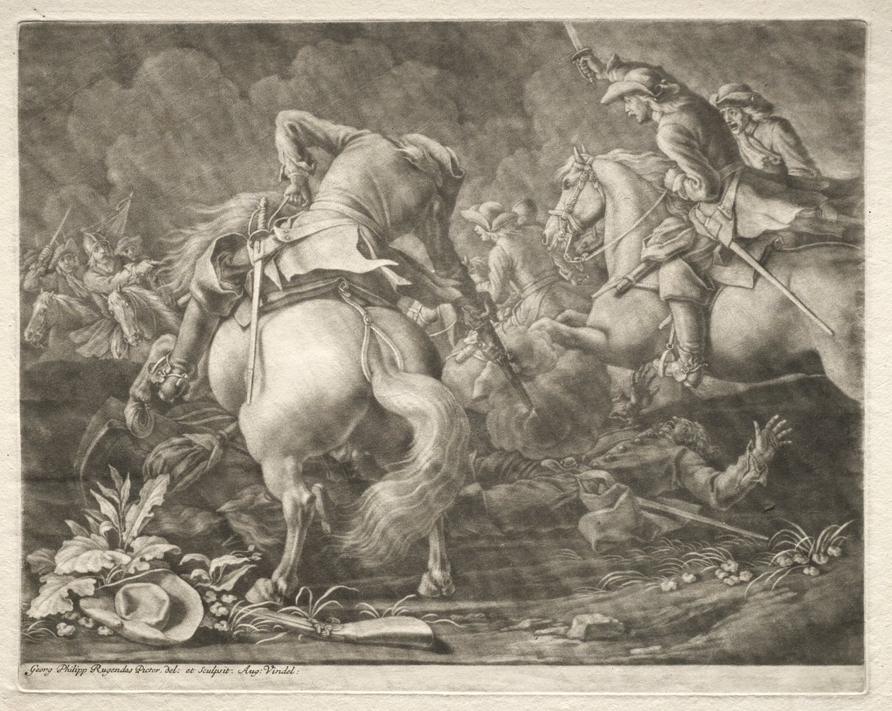 Potyczka huzarów pruskich i węgierskich autorstwa Georg Philipp I Rugendas