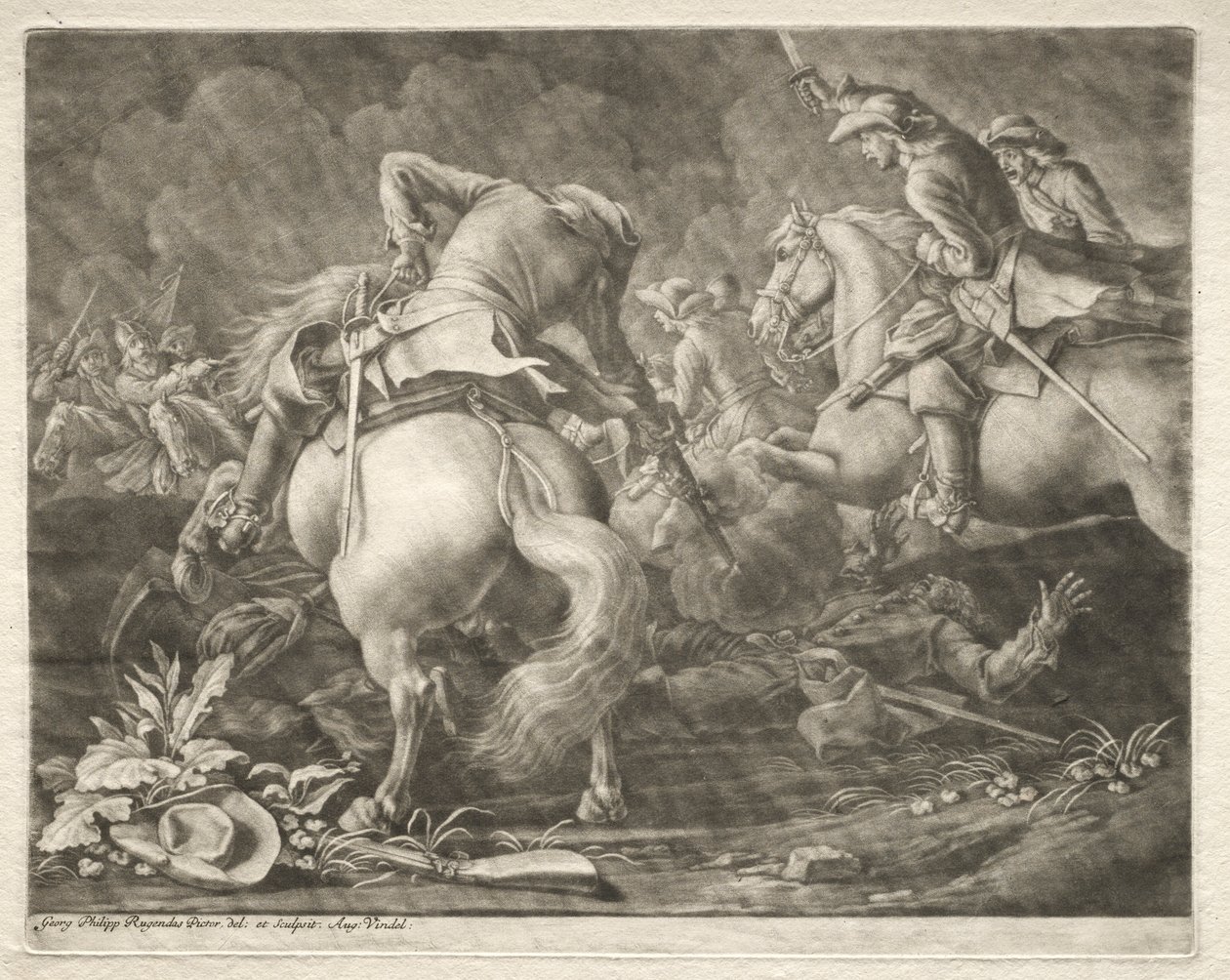Potyczka huzarów pruskich i węgierskich. autorstwa Georg Philipp I Rugendas