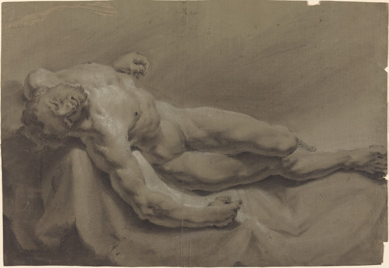 Leżący akt męski autorstwa Georg Raphael Donner