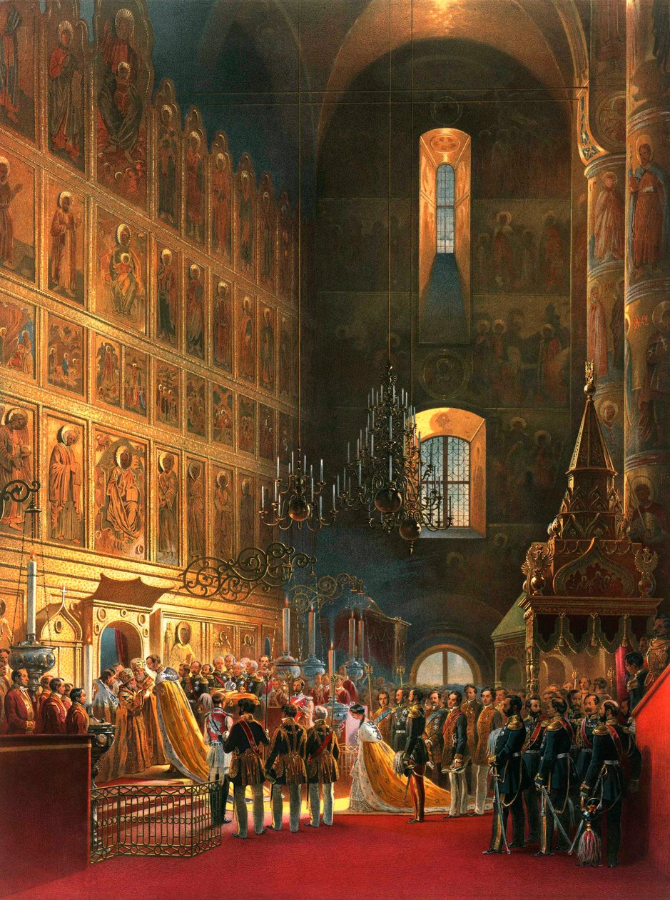 Namaszczenie cara Rosji Aleksandra II, Moskwa, 1856 r. autorstwa Georg Wilhelm Timm