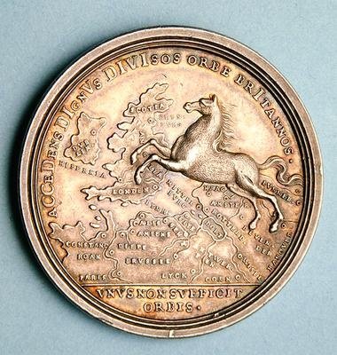 Medal upamiętniający wstąpienie Jerzego I autorstwa Georg Wilhelm Vestner