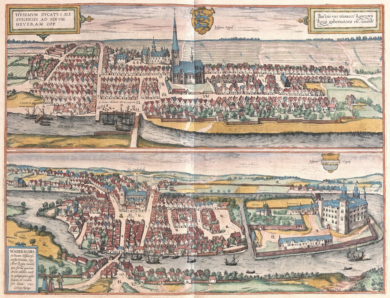 Husum, Niemcy, ilustracja z autorstwa Georg Braun und Franz Hogenberg