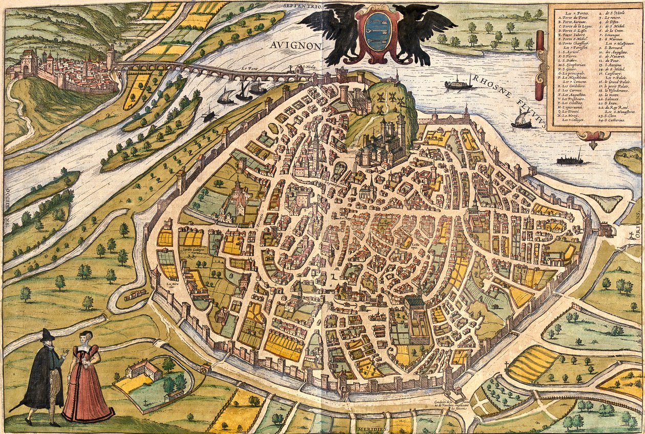 Awinion, Francja autorstwa Georg and Hogenberg Franz (1535 90) Braun