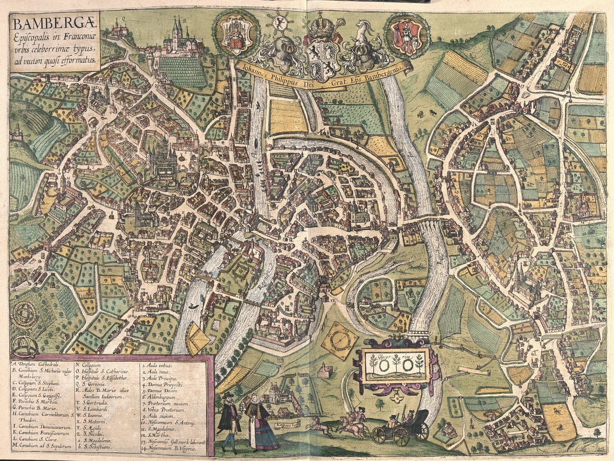 Bambergen (Niemcy) (Grawerowanie autorstwa Georg Braun and Hogenberg Franz