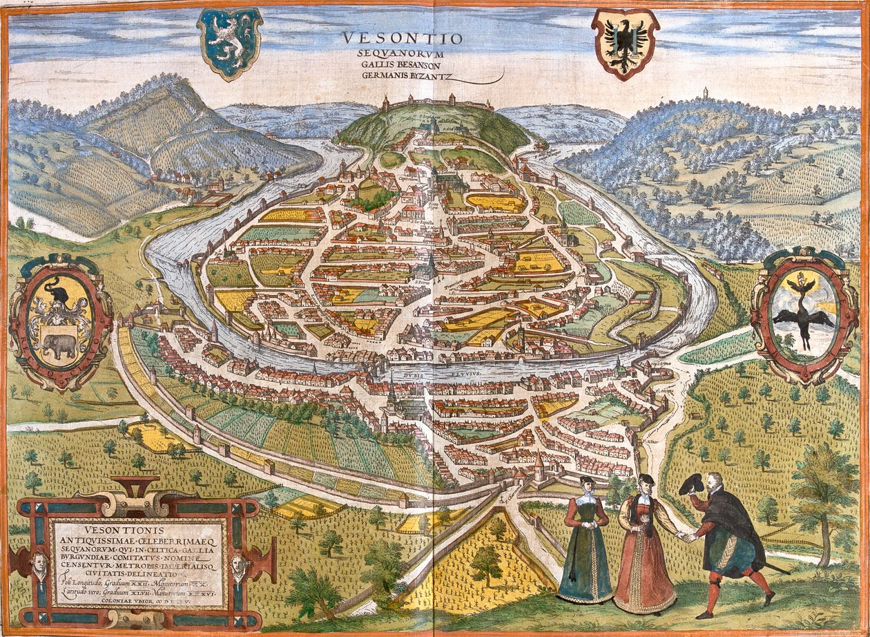 Besançon, Francja autorstwa Georg and Hogenberg Franz (1535 90) Braun