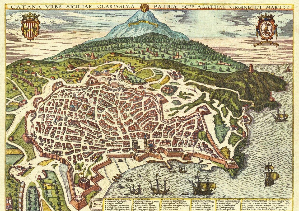 Katania, Sycylia, Włochy autorstwa Georg and Hogenberg Franz (1535 90) Braun