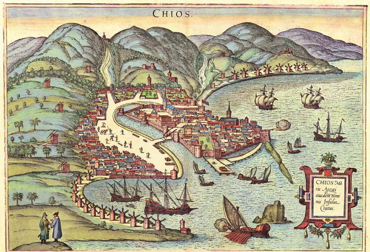 Chios, Grecja autorstwa Georg and Hogenberg Franz (1535 90) Braun