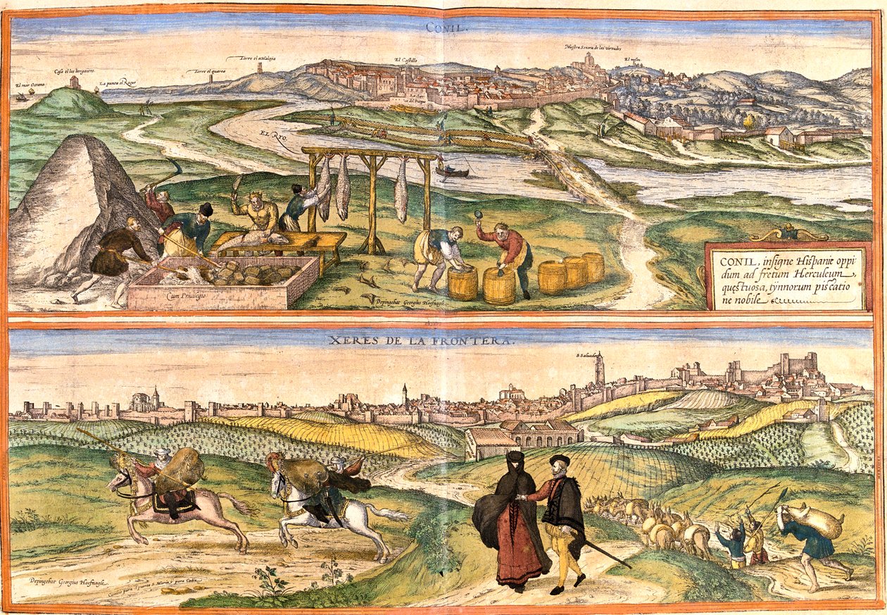 Conil de la Frontera, Jerez de la Frontera, Hiszpania autorstwa Georg and Hogenberg Franz (1535 90) Braun