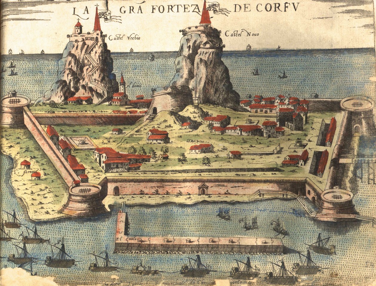 Korfu, Grecja autorstwa Georg and Hogenberg Franz (1535 90) Braun