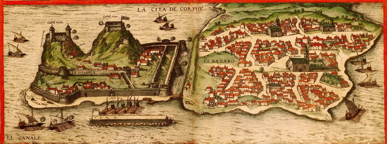 Korfu, Grecja autorstwa Georg and Hogenberg Franz (1535 90) Braun