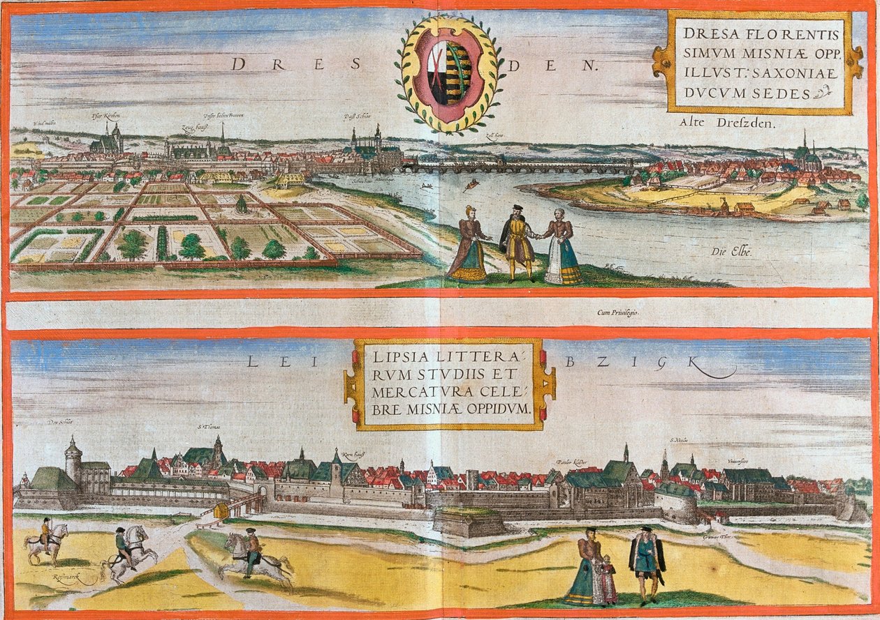 Drezno, Lipsk, Niemcy autorstwa Georg and Hogenberg Franz (1535 90) Braun