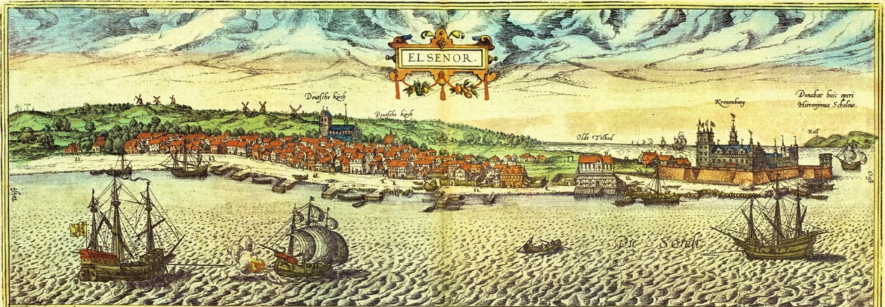 Elsinore, Dania autorstwa Georg and Hogenberg Franz (1535 90) Braun