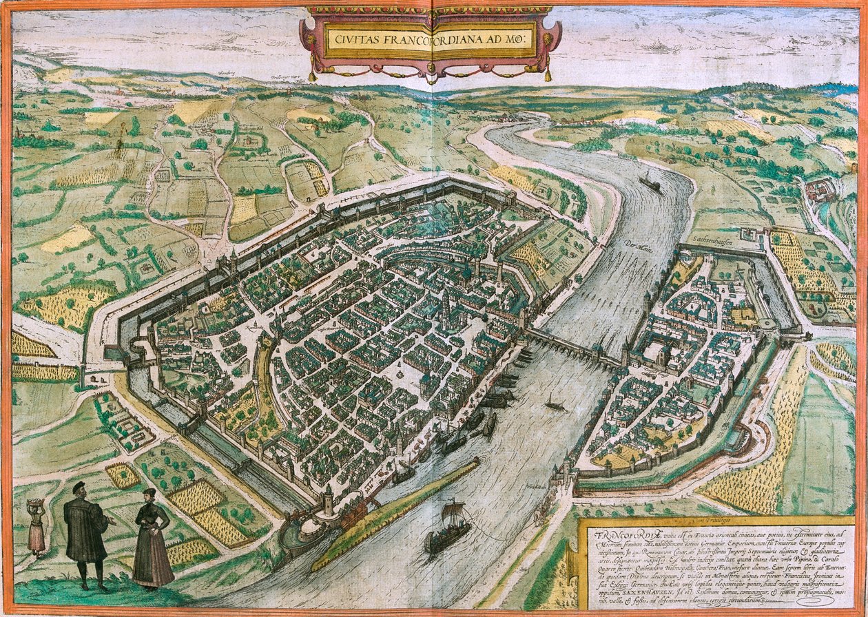 Frankfurt , Niemcy autorstwa Georg and Hogenberg Franz (1535 90) Braun