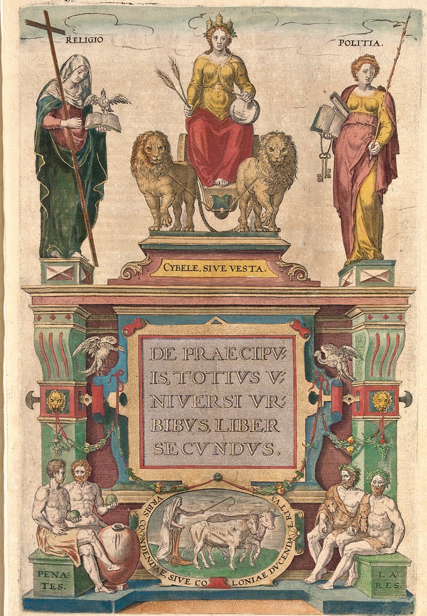 Przednia okładka książki Civitates orbis terrarum autorstwa Brauna i Hogenberga autorstwa Georg and Hogenberg Franz (1535 90) Braun