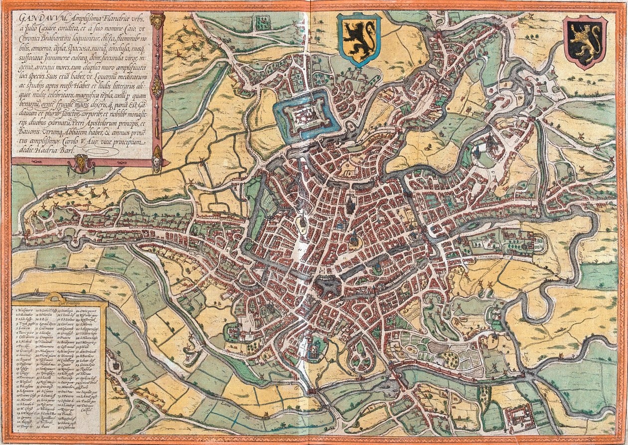 Gandawa, Belgia autorstwa Georg and Hogenberg Franz (1535 90) Braun