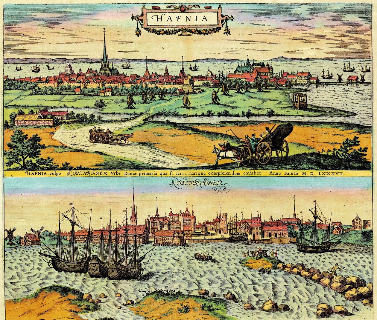 Hafnia / Kobenhavn, Dania autorstwa Georg Braun and Hogenberg Franz