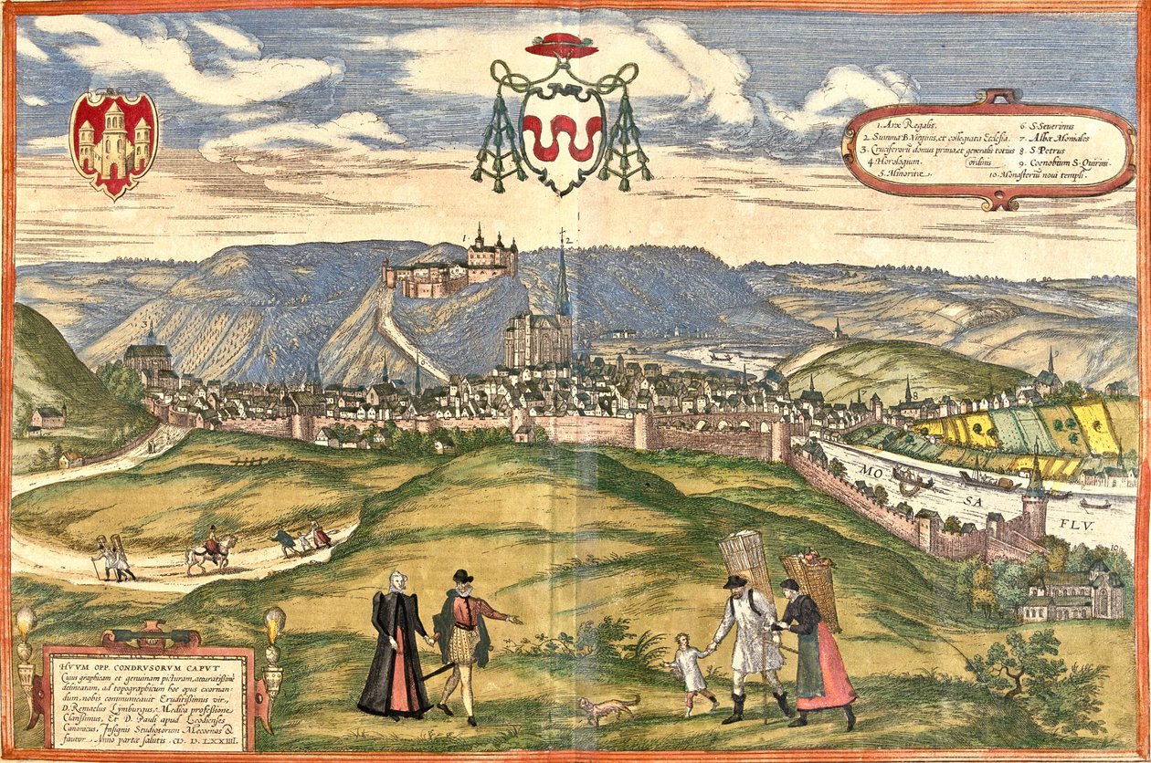 Huy, Belgia autorstwa Georg and Hogenberg Franz (1535 90) Braun