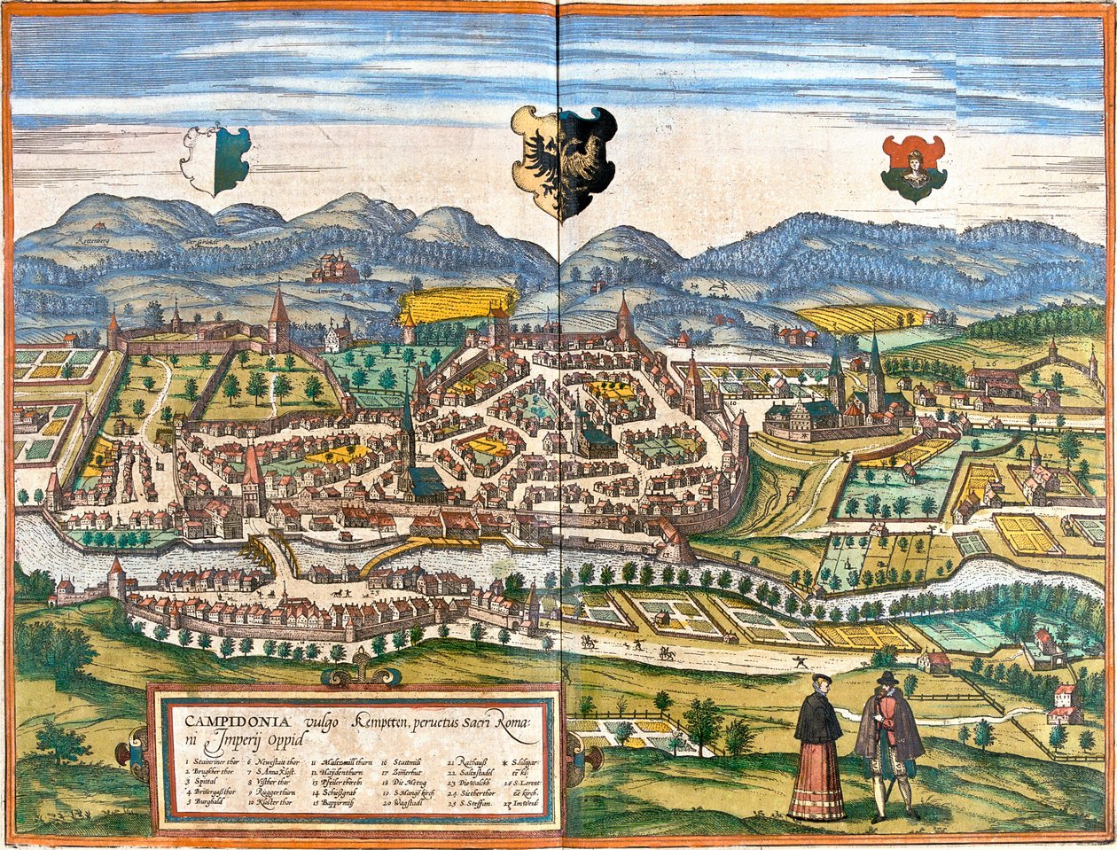 Kempten, Niemcy autorstwa Georg and Hogenberg Franz (1535 90) Braun