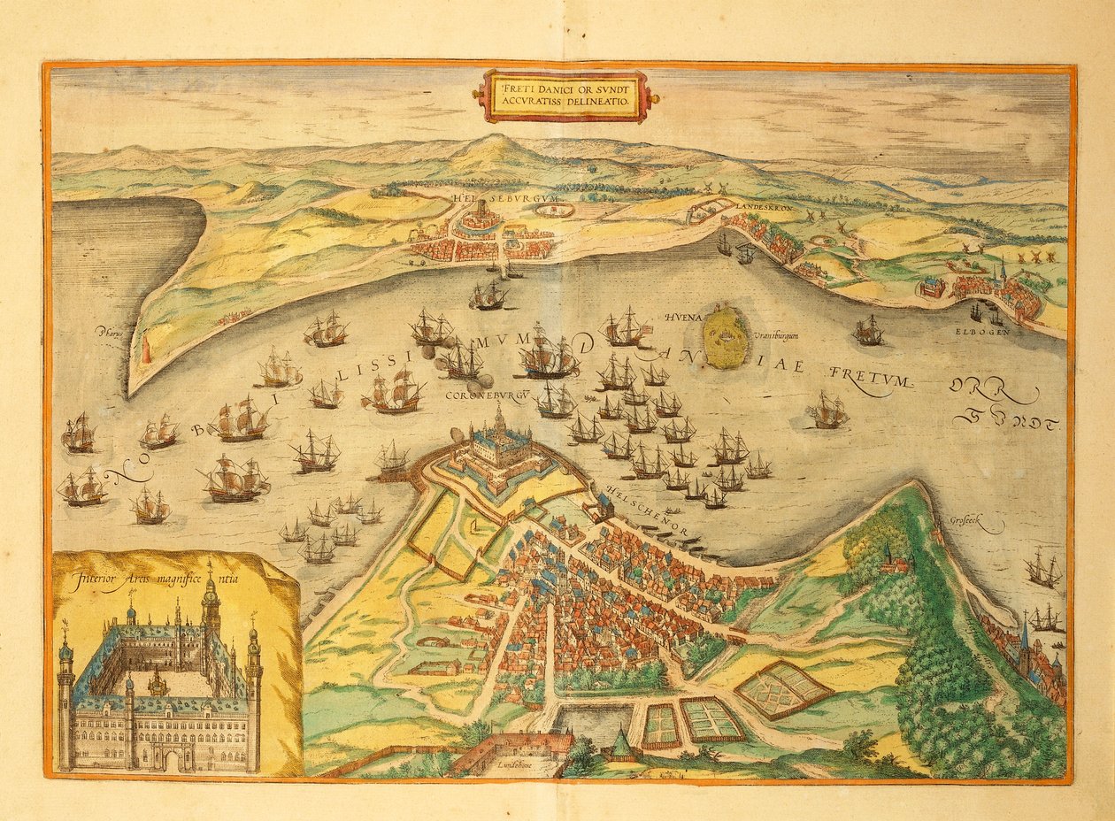 Kronborg z Miast świata Georga Braun autorstwa Georg Braun and Hogenberg Franz