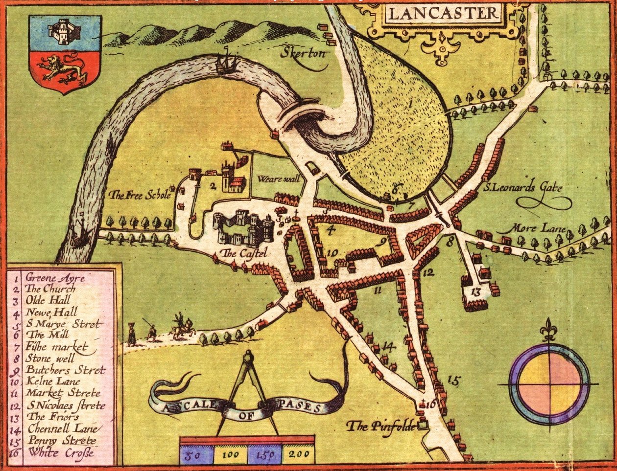 Lancaster, Anglia autorstwa Georg and Hogenberg Franz (1535 90) Braun
