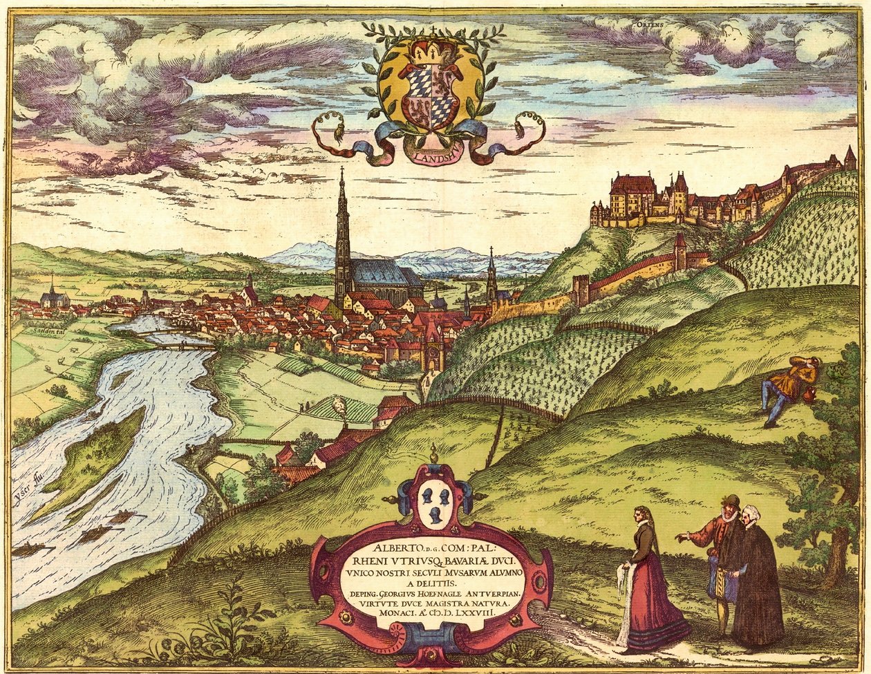 Landshut, Niemcy autorstwa Georg and Hogenberg Franz (1535 90) Braun