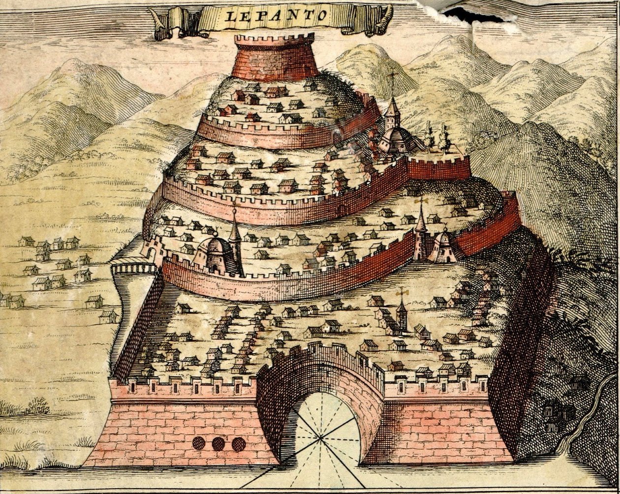 Lepanto, Grecja autorstwa Georg and Hogenberg Franz (1535 90) Braun