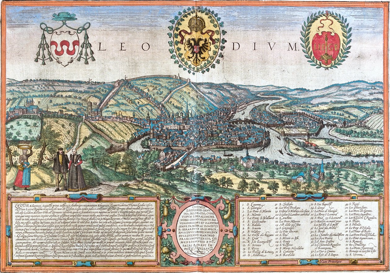Liege, Belgia autorstwa Georg and Hogenberg Franz (1535 90) Braun