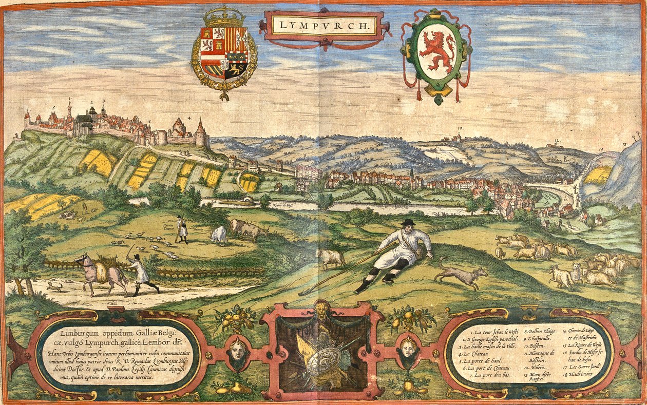 Limburgia, Belgia autorstwa Georg and Hogenberg Franz (1535 90) Braun