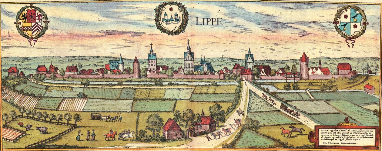 Lippe, Niemcy autorstwa Georg and Hogenberg Franz (1535 90) Braun