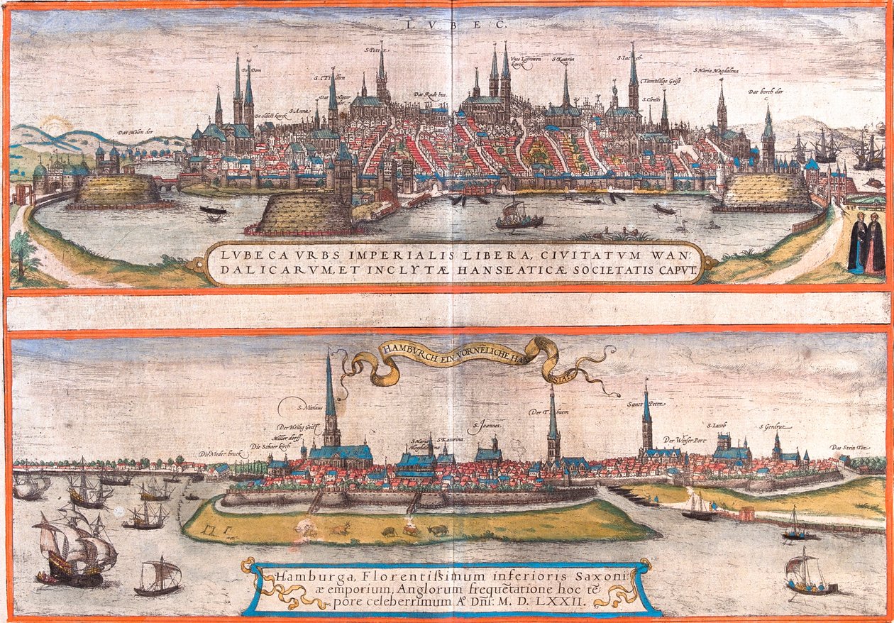 Lubeka, Hamburg, Niemcy autorstwa Georg and Hogenberg Franz (1535 90) Braun
