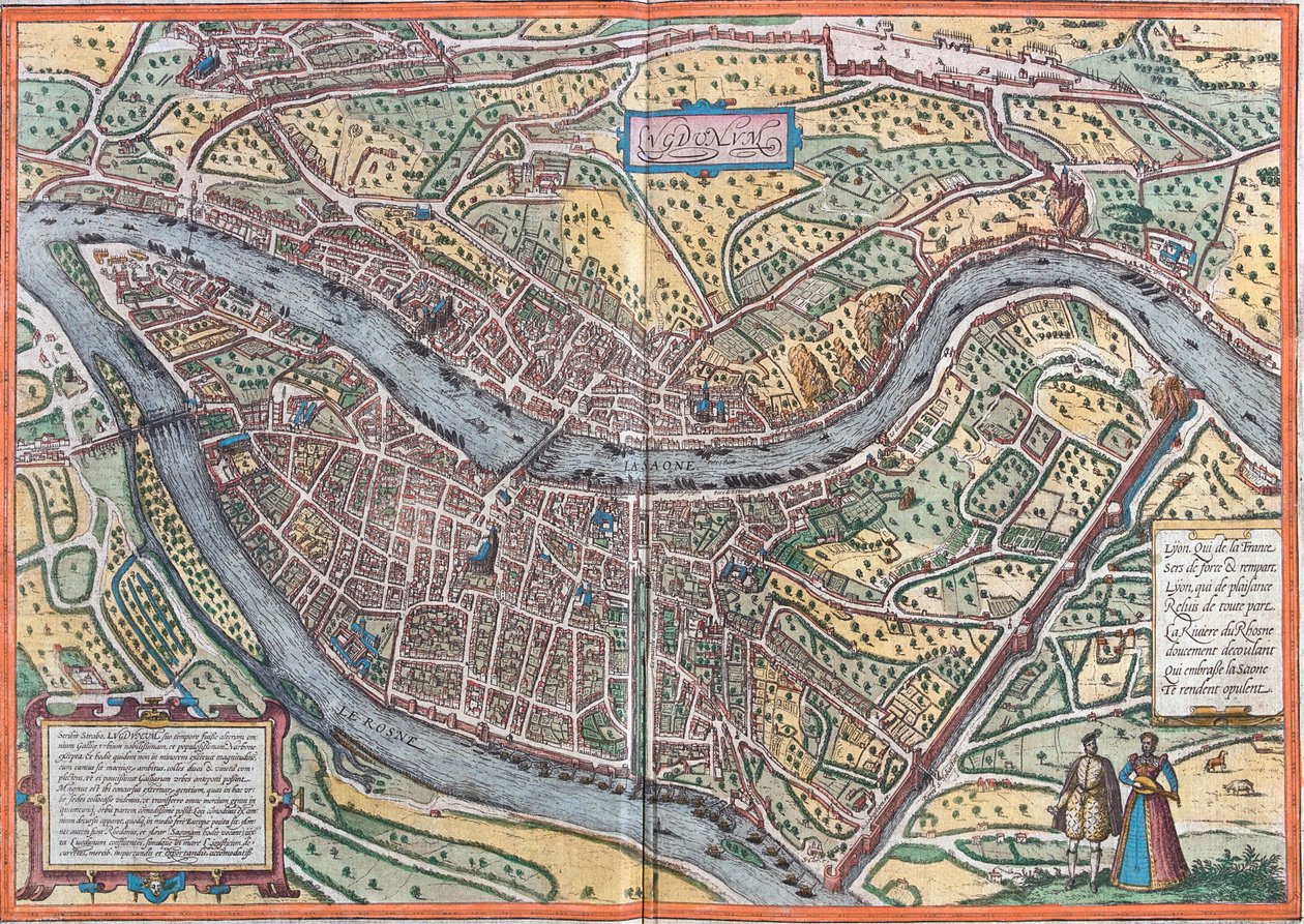 Lyon, Francja autorstwa Georg and Hogenberg Franz (1535 90) Braun