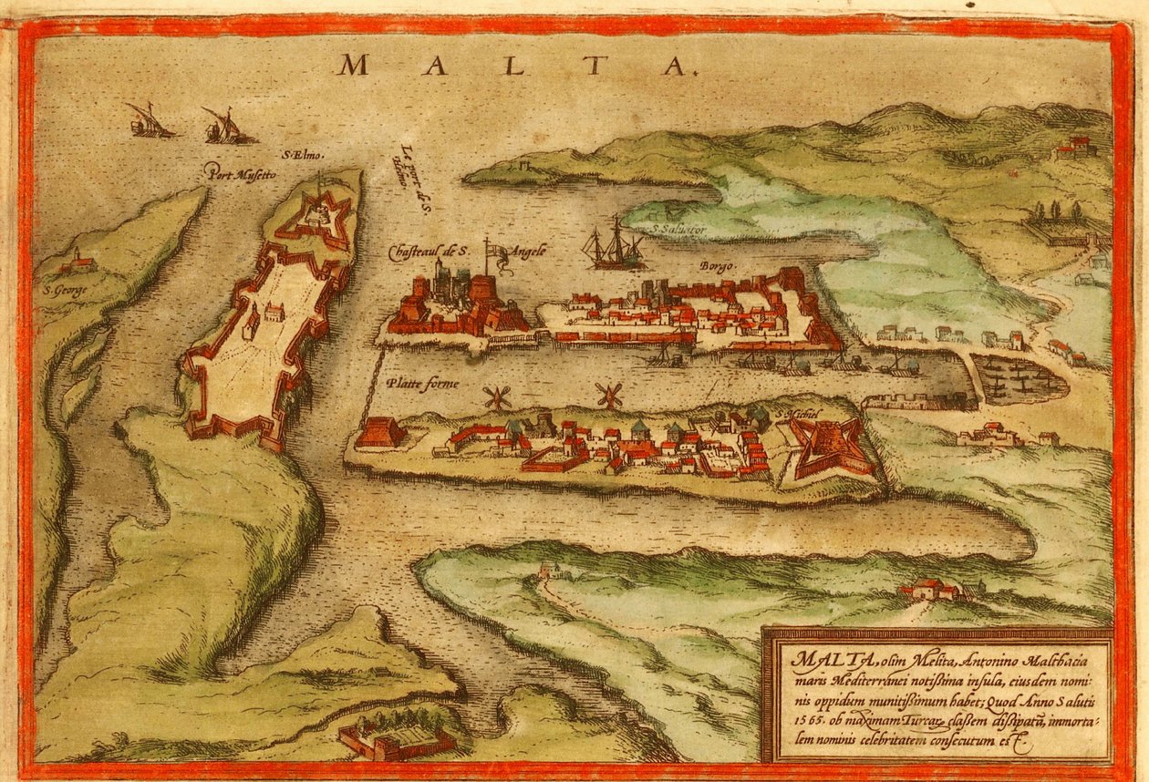 Malta autorstwa Georg and Hogenberg Franz (1535 90) Braun