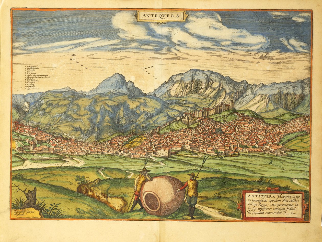 Mapa Antequery z miast świata autorstwa Georga Braun autorstwa Georg Braun and Hogenberg Franz