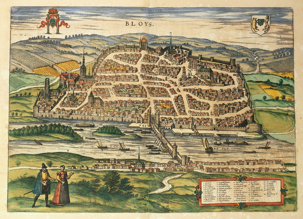 Mapa Blois z miast świata autorstwa Georga Braun autorstwa Georg Braun and Hogenberg Franz