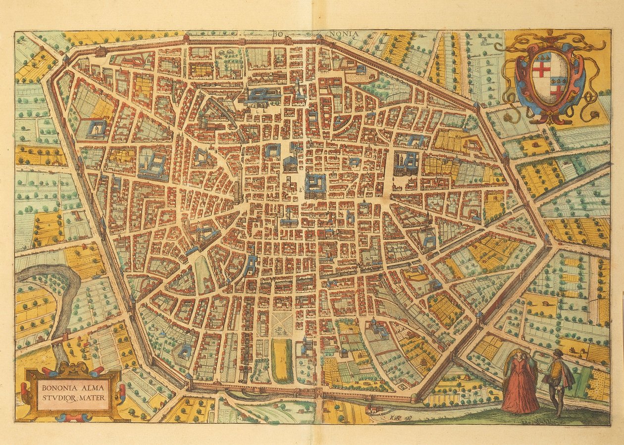 Mapa Bolonii z miast świata autorstwa Georga Braun autorstwa Georg Braun and Hogenberg Franz