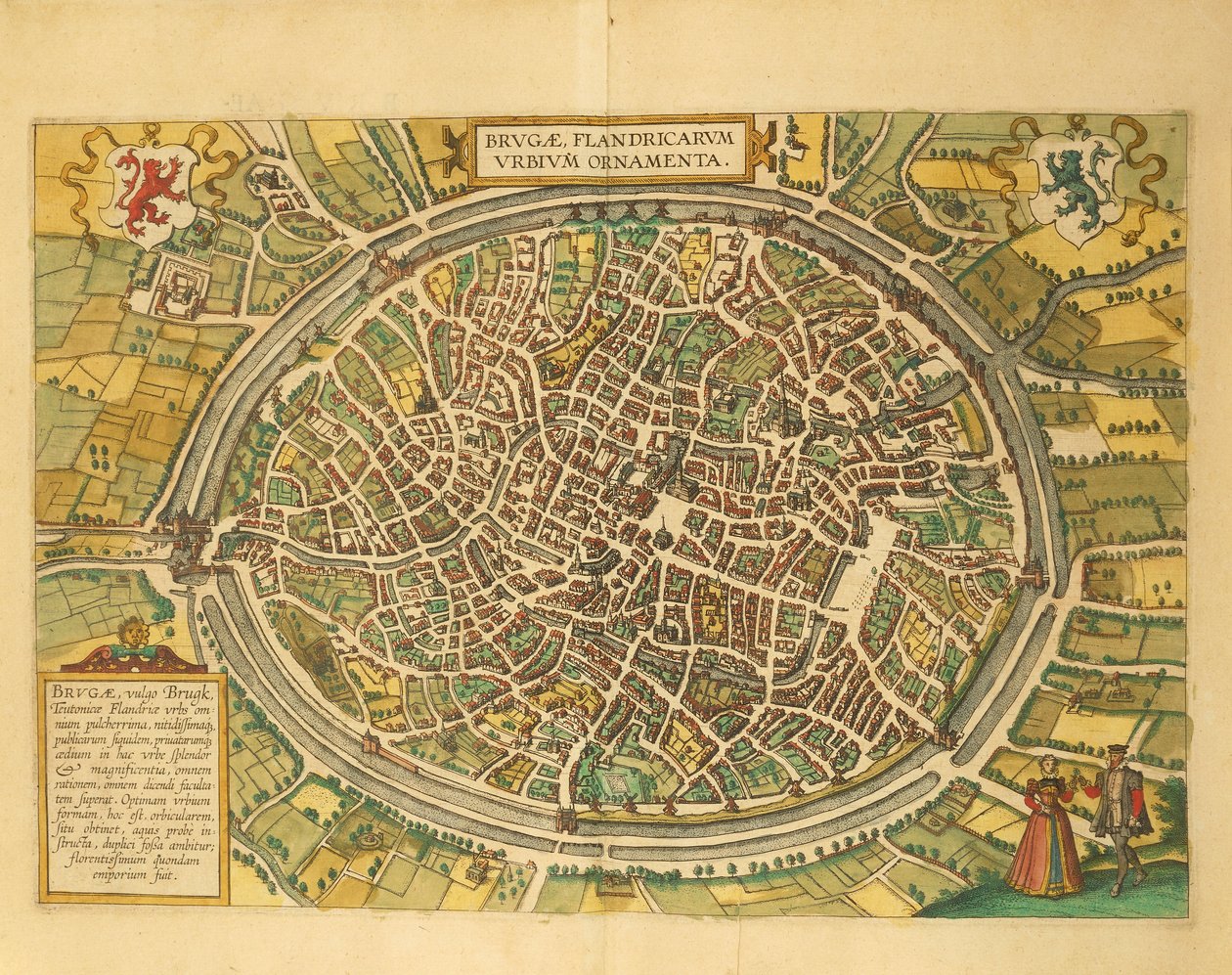 Mapa Brugii z miast świata autorstwa Georga Braun autorstwa Georg Braun and Hogenberg Franz