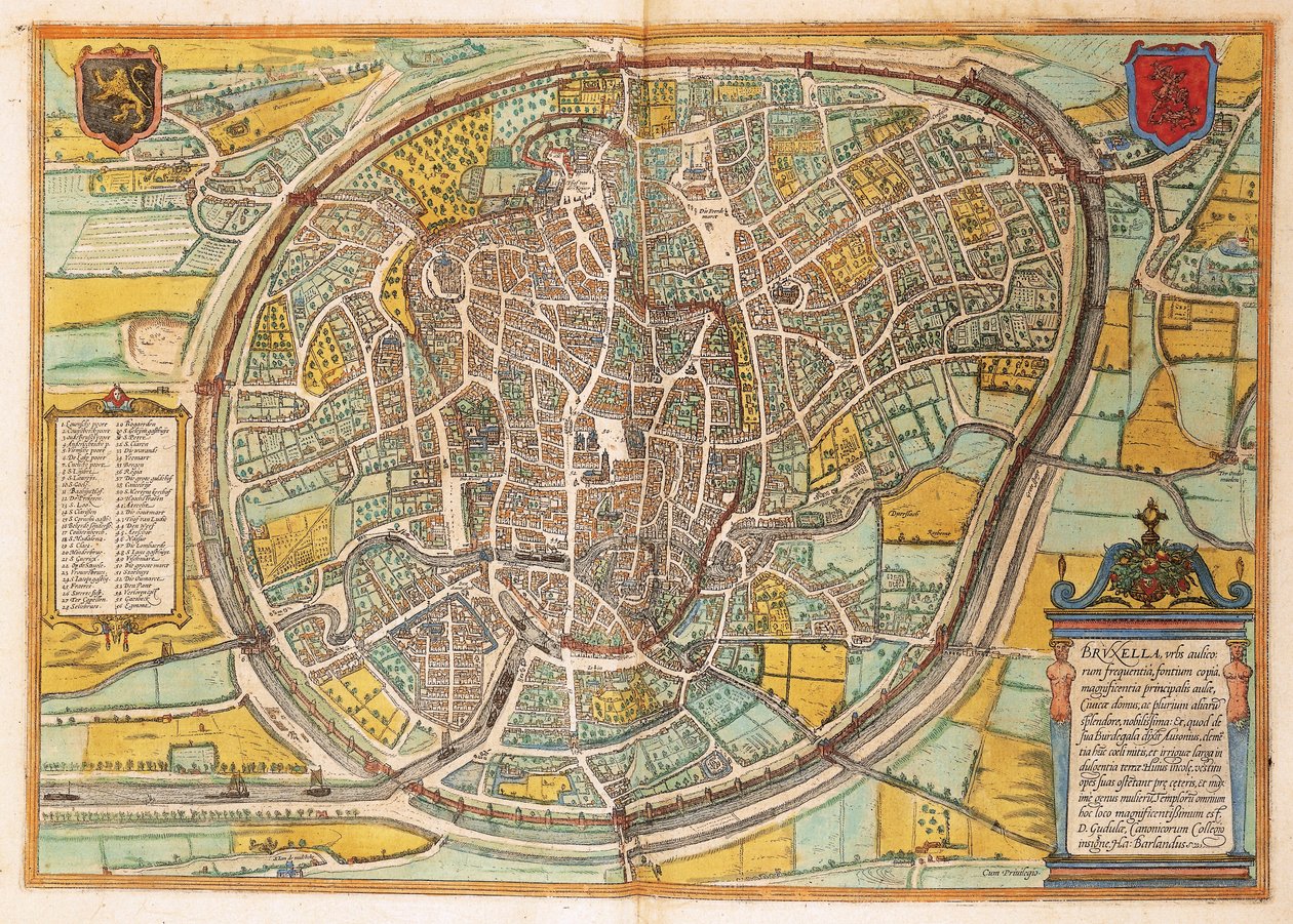 Mapa Brukseli ze Stanów Zjednoczonych Ameryki autorstwa Georga Braun autorstwa Georg Braun and Hogenberg Franz