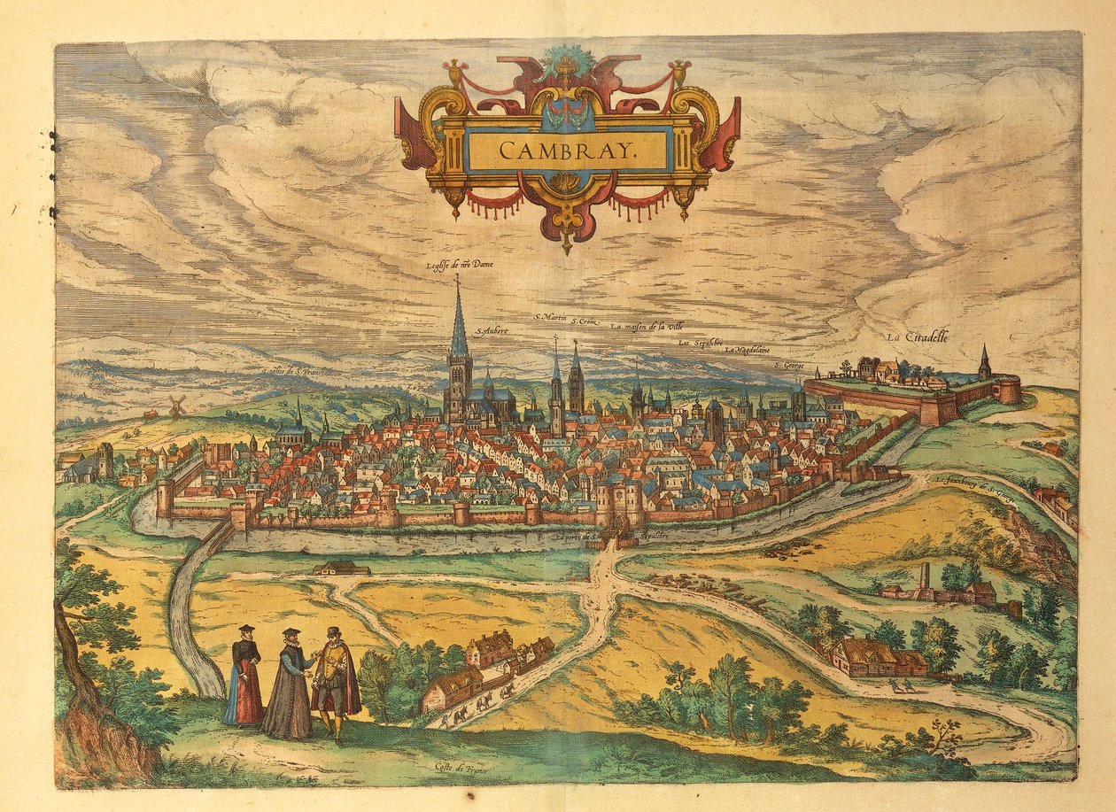 Mapa Cambrai z miast świata autorstwa Georga Braun autorstwa Georg Braun and Hogenberg Franz