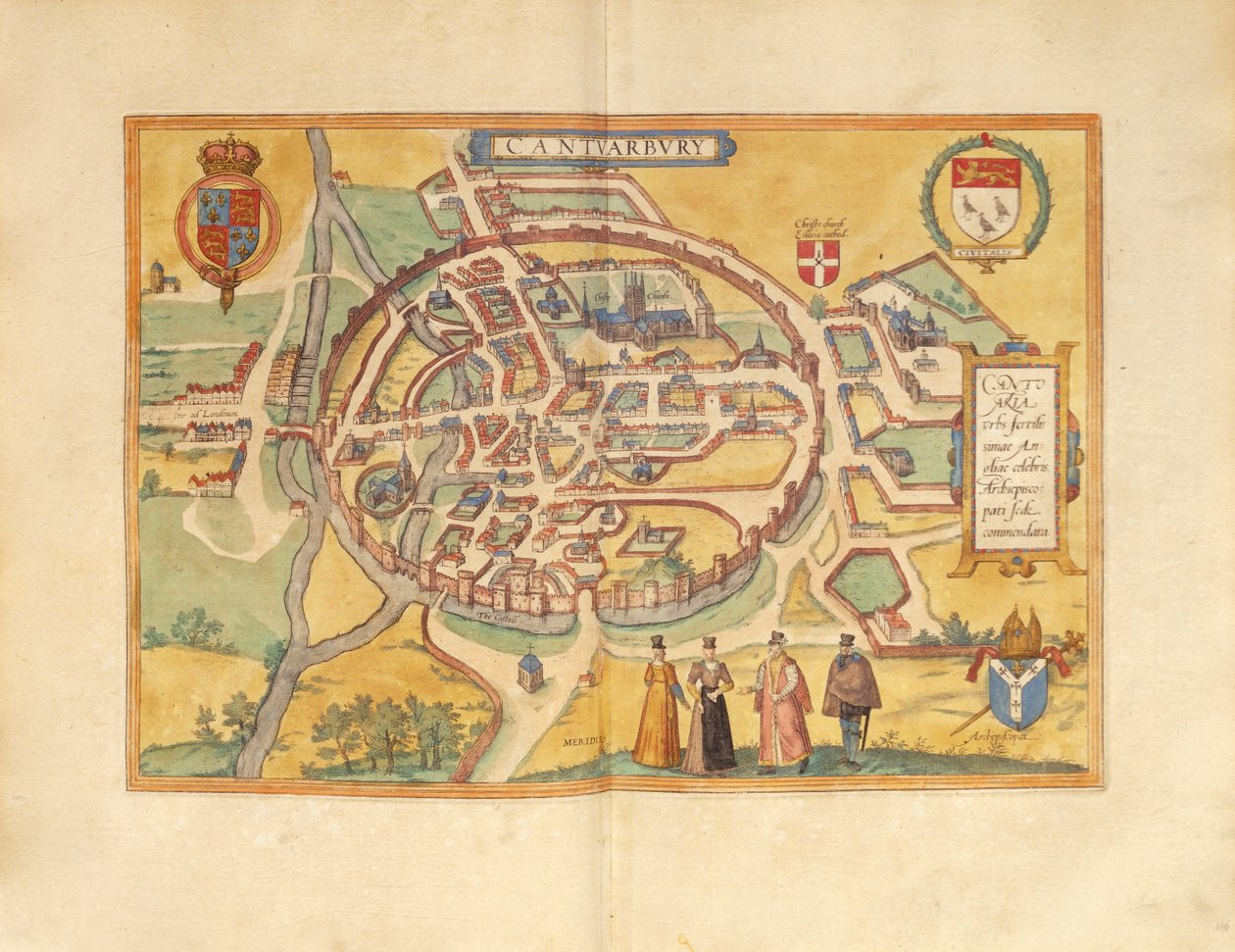 Mapa Canterbury z Civitates Orbis Terrarum Georga Brauna. autorstwa Georg Braun and Hogenberg Franz