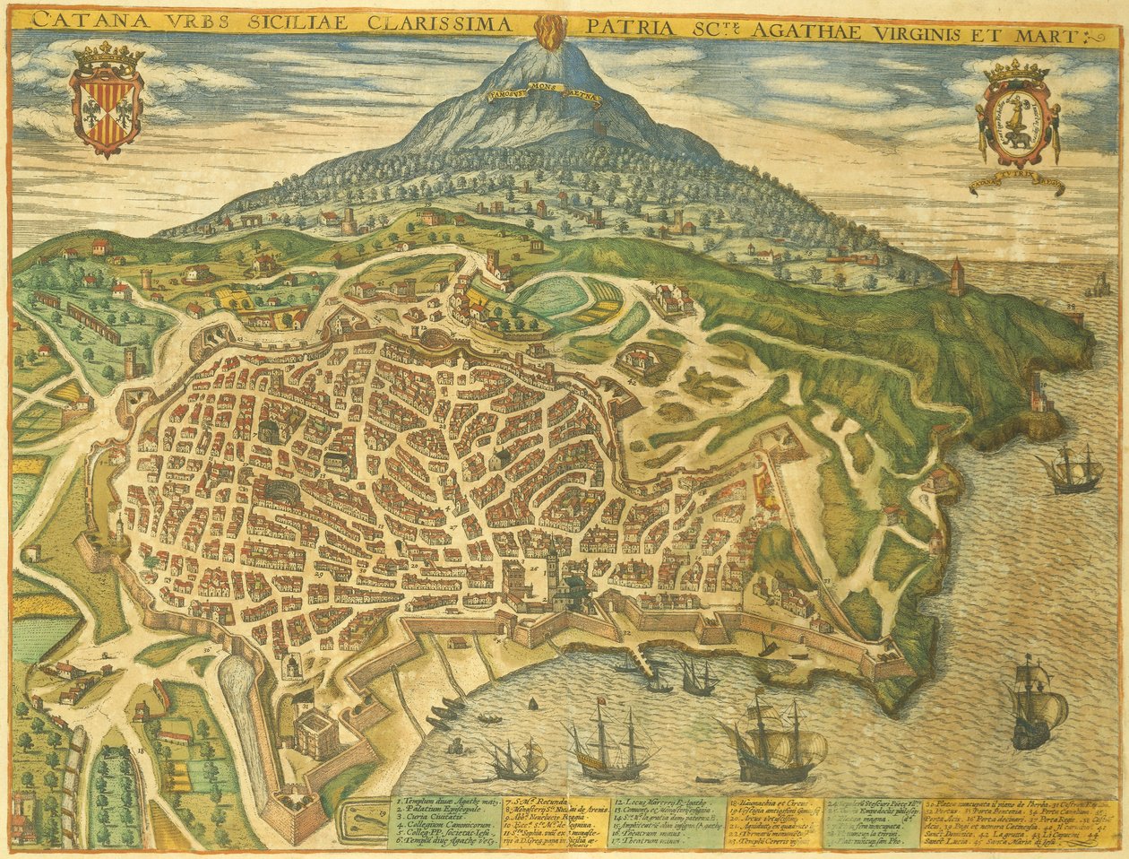 Mapa Katanii z miast świata autorstwa Georga Braun autorstwa Georg Braun and Hogenberg Franz