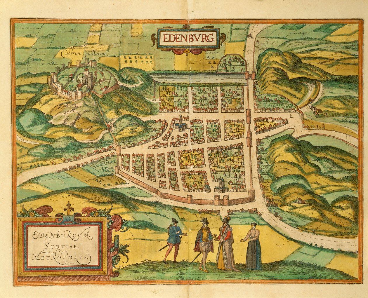 Mapa Edynburga z miast świata autorstwa Georga Braun autorstwa Georg Braun and Hogenberg Franz