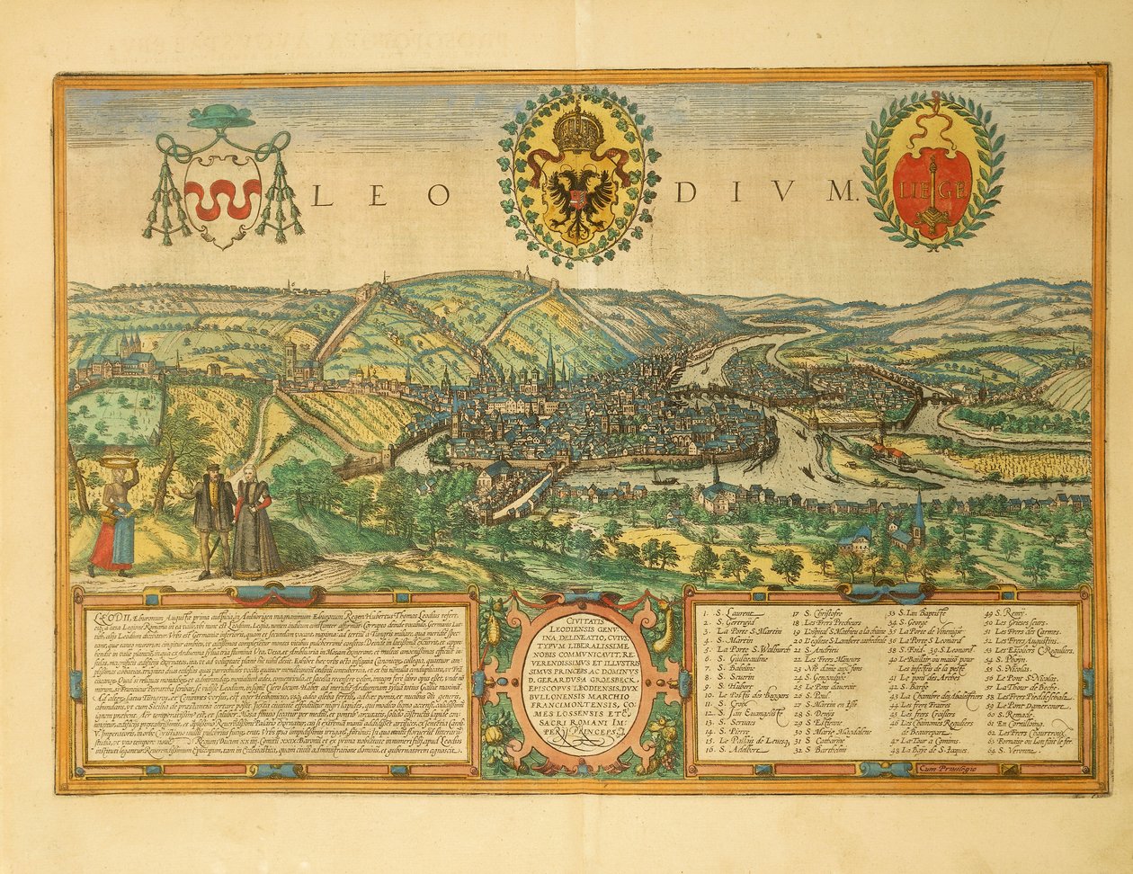 Mapa Liege z miast świata autorstwa Georga Braun autorstwa Georg Braun and Hogenberg Franz