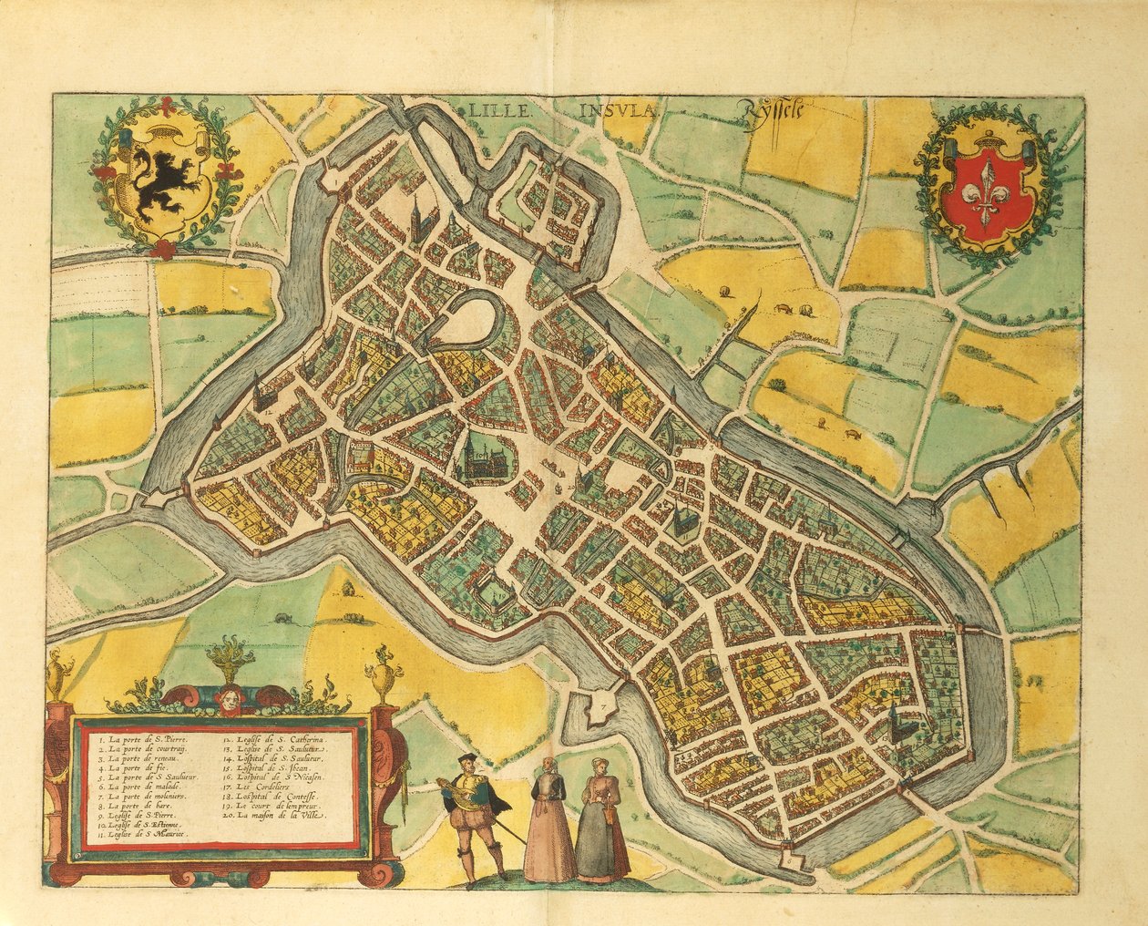 Mapa Lille z miast świata autorstwa Georga Braun autorstwa Georg Braun and Hogenberg Franz