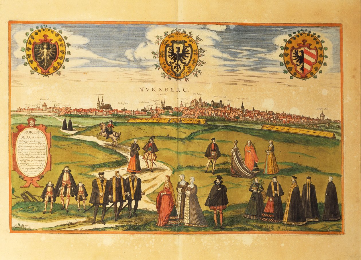 Mapa Norymbergi z Miast Świata autorstwa Georga Braun autorstwa Georg Braun and Hogenberg Franz